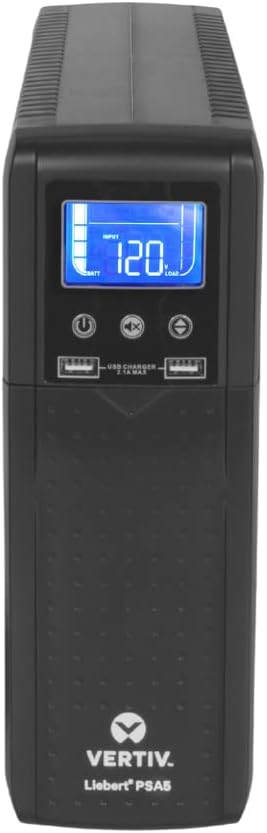 Vertiv Liebert PSA5 UPS - 700VA 420W 120V Line Interactive AVR Tower UPS, 10 outlets, 2 USB Charging Ports, Battery Backup with Surge Protection, 3 year warranty, Energy Star Certified (PSA5-700MT120)
