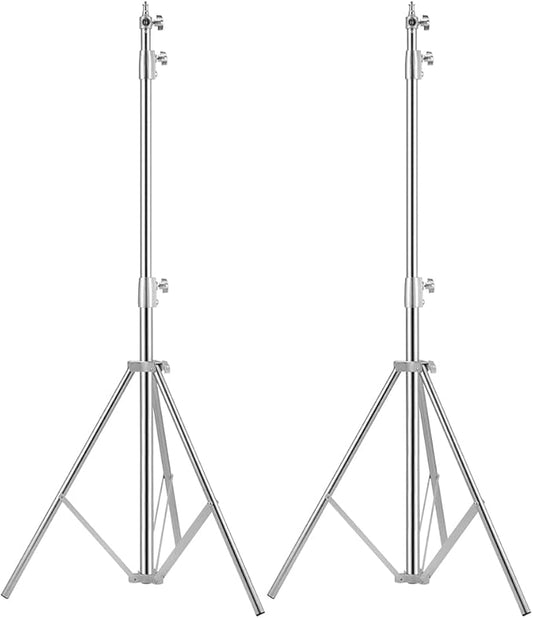 Heavy Duty Light Stand Tripod Stand for Photography, 9.19 Feet/2.8m Stainless Steel Light Tripods for Softbox, Speedlight, Strobe Light, Umbrella - Pack of 2