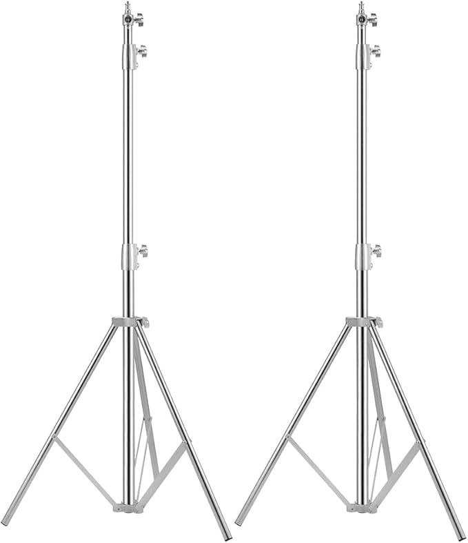 Heavy Duty Light Stand Tripod Stand for Photography, 9.19 Feet/2.8m Stainless Steel Light Tripods for Softbox, Speedlight, Strobe Light, Umbrella - Pack of 2