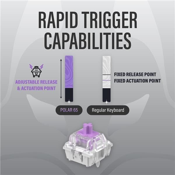 ARBITER Polar 65 - CNC Magnetic Gaming Keyboard w Rapid Trigger, Hall Effect Switches, CNC Aluminum Frame, Rapid Key, 65% Compact, Bright RGB, Dual-Shot PBT Keycaps- Just Black