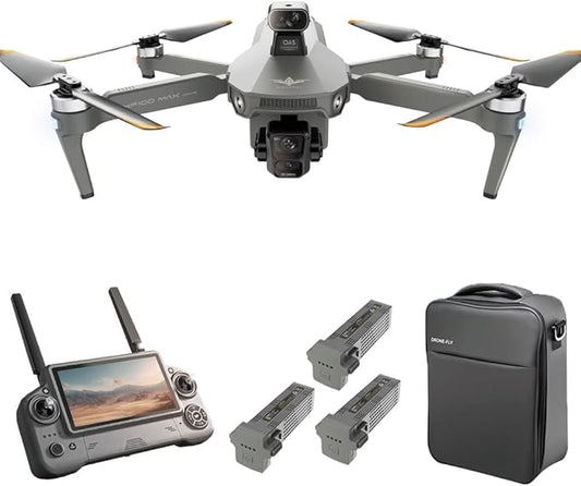 KF100 MAX Drones with Camera 4K for Adults, 19685ft Control Distance, Remote Control with 5.5 Inch Screen, 3-Axis Gimbal, 360° Obstacle Avoidance, Professional RC Quadcopter Drone, 3 Batteries