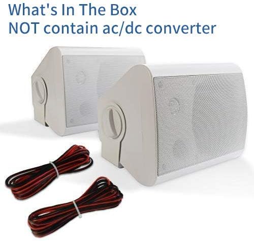 Herdio 5.25 Inch Indoor Outdoor Speakers Wired Waterproof 300 Watt Wall Mount Speakers for Patio, Deck, Garage,Covered Porch All Weather Resistance(A Pair,White)