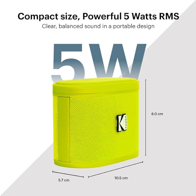 KODAK SOUNDBRIX™ Bluetooth Speaker with HD Sound Portable Wireless IPX4 Water Resistant Upto 5H Playtime V5.4 for Home Party Outdoor Beach Electronic Gadgets Birthday Gift Yellow Stackable Speakers