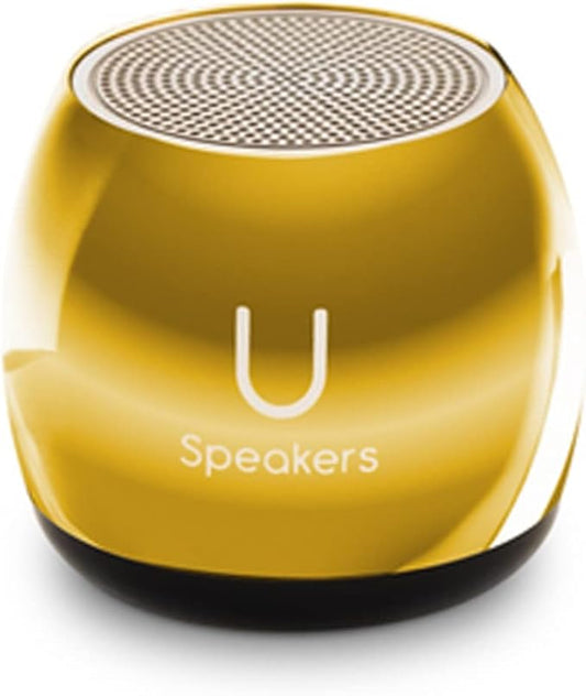 Fashionit U Micro - Small Bluetooth Speaker | Coin-Sized Speakers Bluetooth Wireless with Built-in Mic & Remote Shutter | Portable Rich Sound for Travel, Shower, Beach | Mirror Gold