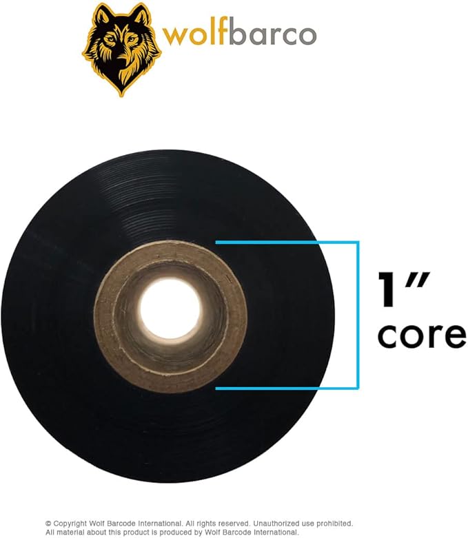 36 Rolls Wolfbarco 1.57" x 1476' (40mm x 450m) Black Premium Resin-Enhanced Wax Thermal Transfer Ribbon Compatible with Zebra,TEC, INTERMEC,Citizen,TSC,GODEX,ARGOX Printers