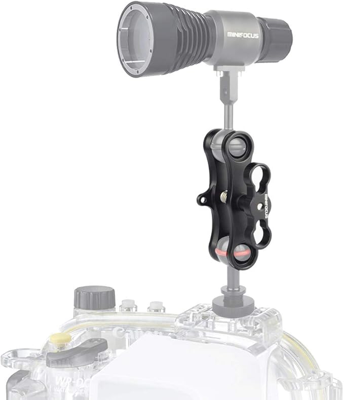 MINIFOCUS 1" Long Ball Clamp Dual Holder Mount for Underwater Photography Diving Light System, Compatible for GoPro Action Camera Flashlight Arms System(2 PCS)