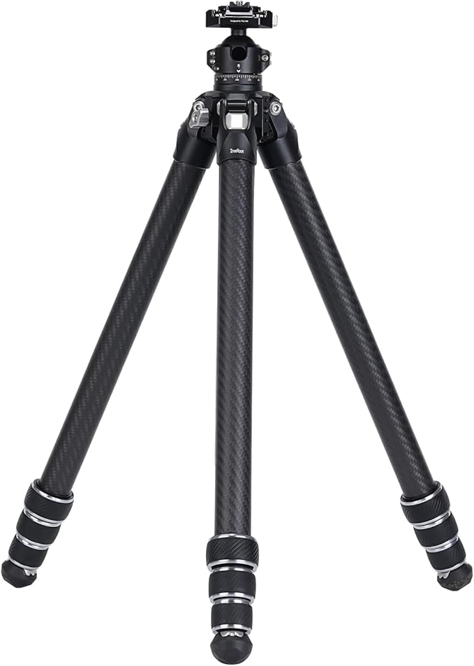TreeRoot 61" Carbon Fiber Small Travel Tripod Kit C141K-301, 4-Section Round Tube Legs, Quick Lock Tripod with Ballhead-T00A4903