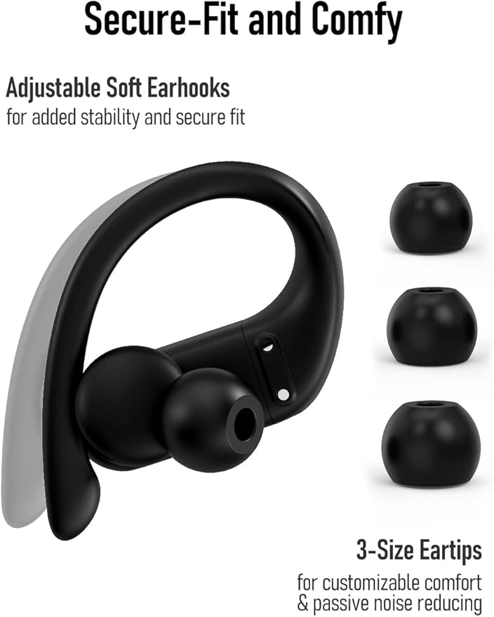 Speed 301 Wireless Earbuds Bluetooth Headphones for Workout Running Sports, Secure & Comfort Fit Ear Buds for iPhone and Android (SP301)