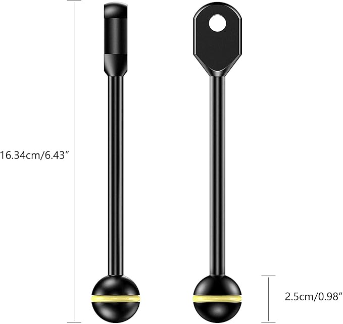 Seafrogs 1" Ball to YS Head Clip Arm 6.43"/16.34cm Aluminum Alloy YS Head Adapter Arm for Underwater Photography Lighting System, Connector for Diving Strobe/Video Light (AM-4)