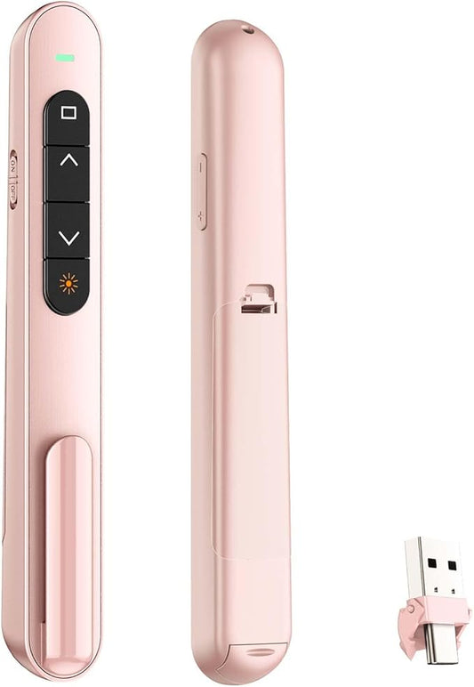 QUI Presentation Clicker for PowerPoint, RF 2.4GHz USB C Wireless Presenter Remote with Volume Control, PowerPoint Clicker Slide Advancer for Mac, Windows, Laptop, Keynote