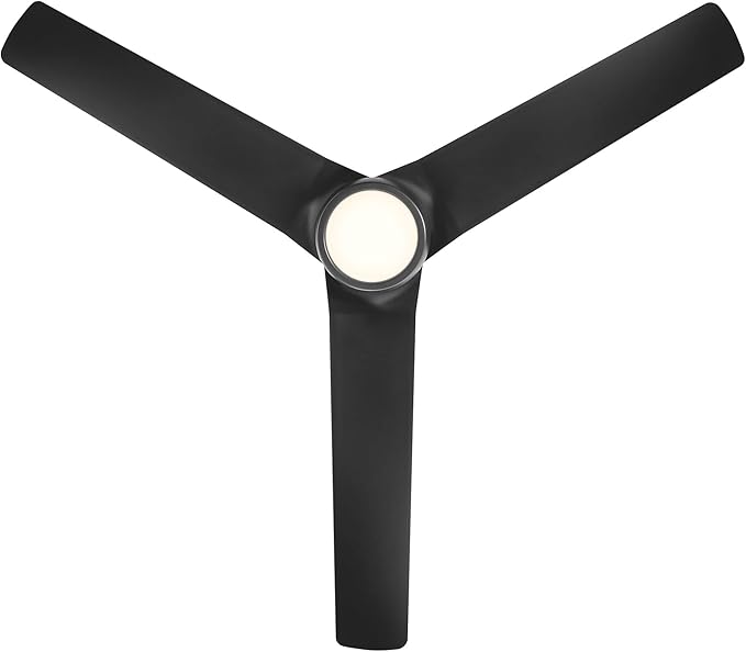 WAC Smart Fans Mocha Indoor and Outdoor 3-Blade Smart Home Ceiling Fan 54in Matte Black with 3000K LED Light Kit and Remote Control works with Alexa and iOS or Android App