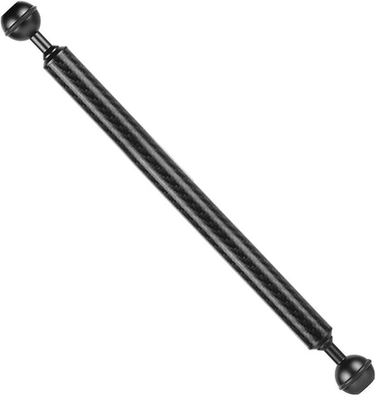 Carbon Fiber Underwater Float Arm, 1-inch Dual Ball Buoyancy Arm for Underwater Camera Tray, Video Light & Strobe for Scuba Diving Photography & Videography (Black, 12 inches)