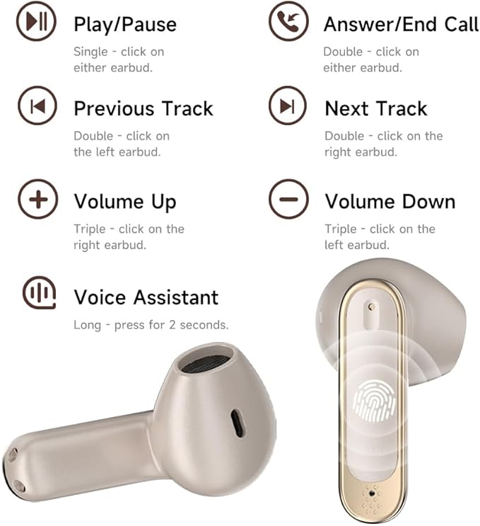 Wireless Earbuds Bluetooth 6.0 Headphones with LED Power Display and Power Bank Charging Case 50H Playtime IPX7 Waterproof in-Ear Ear Buds with Mic Deep Bass Earphones for iPhone Android Samsung