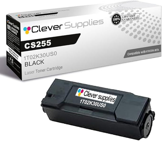 Clever Supplies CS Replacement Compatible with Kyocera CS255 Toner Cartridge 1T02K30US0 to use with CS255 CS305 (Black, 1-Pack)
