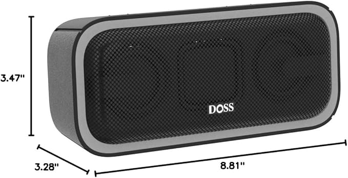 DOSS SoundBox Pro+ Bluetooth Speaker with 24W Impressive Sound, Extra Bass, IPX6 Waterproof, 15H Playtime, Wireless Stereo Pairing, Multi-Colors Light, Portable for Outdoor, Home, Party, Beach