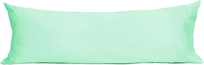 Sunflower Body Pillowcase 100% Cotton Long Pillow Cover/Case Envelope Closure 1 Pack, 21×54 inches Zephyr Green, Soft and Breathable