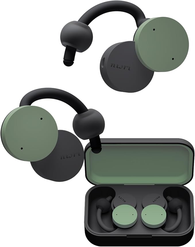 nwm DOTS Wireless On-Ear Speakers (Open Ear Earphones) Sound Leakage suppressed (PSZ Technology - Bone Conduction Alternative) with Optimal Microphone Function Designed in Japan | Moss Green