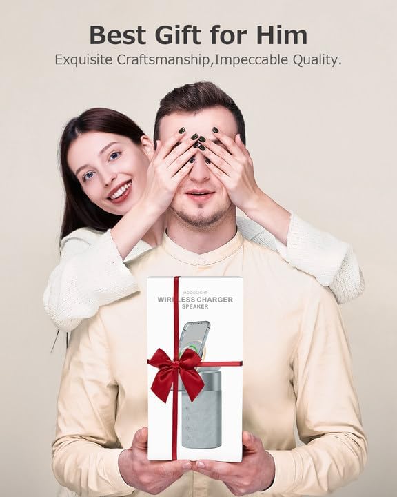 COLSUR Bluetooth Speaker, Magnetic Wireless Charger, Bluetooth Speakers with Night Light, 2 in 1 Wireless Charging Station for iPhone 16/15/14/13/12 Series, AirPods Pro/3/2（Gift Ideal）