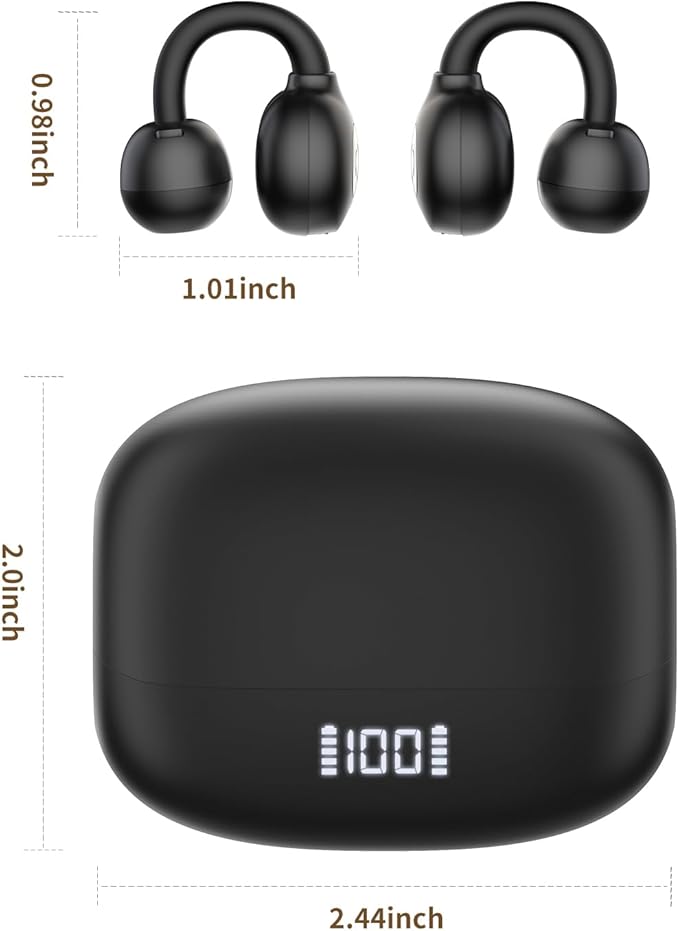 PSIER Open Ear Earbuds, Bluetooth 5.4 Ear Buds with Digital Display 30H Playtime Bluetooth Earbuds IPX5 Waterproof Comfortable Lightweight Bone Conduction Headphones for Workout Sports Running