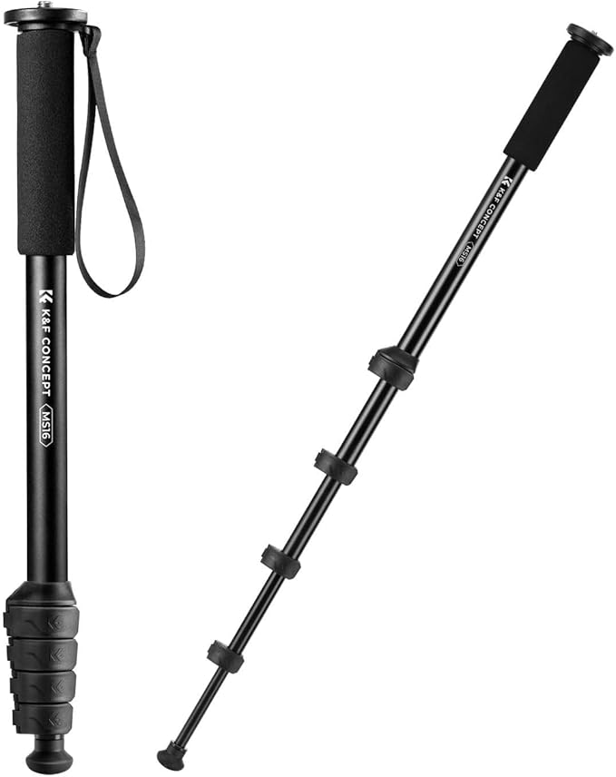 K&F CONCEPT Camera Monopod, 63" Aluminum Photography Monopod with 5-Section Height, Lightweight & Portable Camera Accessories, Payload 11lb