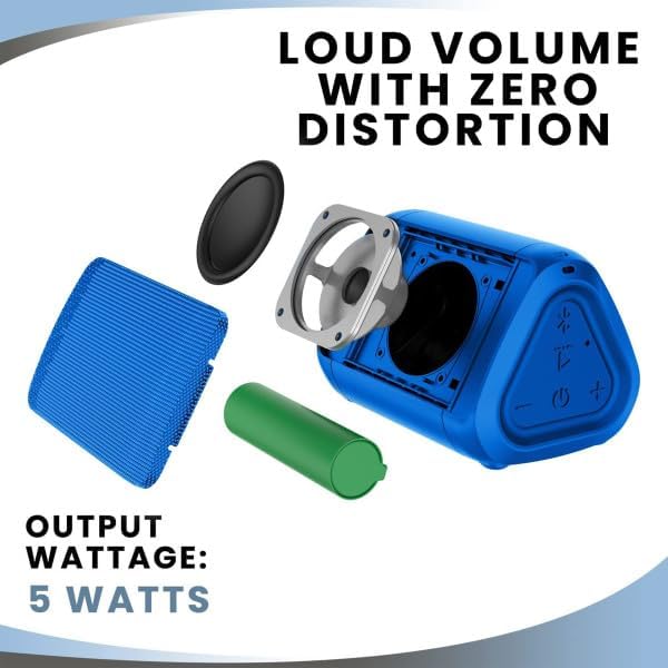 Angle Solo Portable Speaker - IPX5 Water-Resistant 5.0 Bluetooth Speaker with 100Ft Wireless Range and up to 10Hrs Playtime by OontZ (Blue)