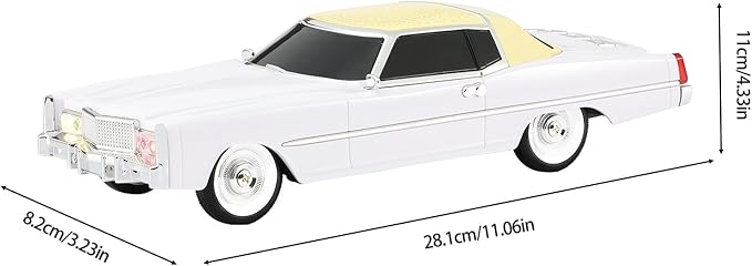 American Retro car Bluetooth Speaker, Mobile Wheel Retro car Model, HD Stereo, TWS Pairing, LED Ambient Light, Type-C Portable Charging, Home, Party, Camping Desktop Decoration (White)