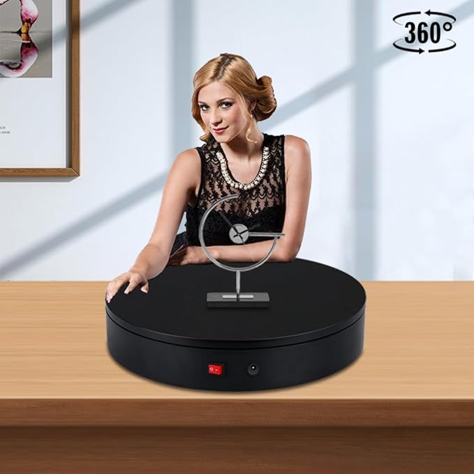 32cm Rotating Platform, 88-300lbs Capacity Motorized Electric Turntable, Heavy Duty Motorized Rotating Base, Large Motorized Rotating Display Stand,Photography Turntable (12.6inch/Black/300Lbs Load)