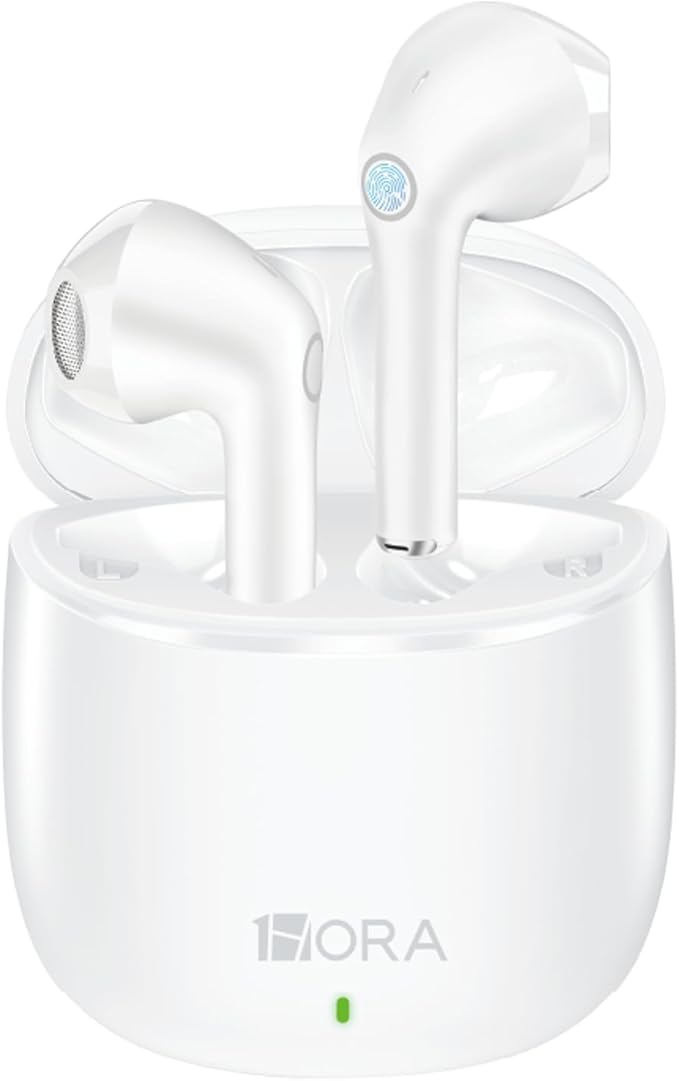 1 Hora Wireless Earbuds Bluetooth 5.3 Headphones Deep Bass in-Ear Earphones Premium Sound with Mic Charging Case for iPhone, Tablet, Android Smartphone Laptop Sports