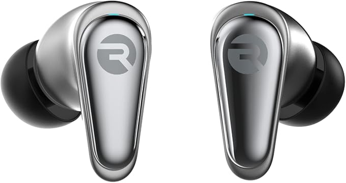 Raycon Pro Earbuds Wireless Bluetooth with Hybrid Active Noise Cancellation, Awareness Mode, 40-Hour Battery, 6 Microphones, IPX5 Water Resistance, Comfortable Ergonomic Fit, Bluetooth 5.3 (Silver)