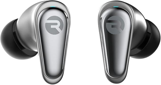 Raycon Pro Earbuds Wireless Bluetooth with Hybrid Active Noise Cancellation, Awareness Mode, 40-Hour Battery, 6 Microphones, IPX5 Water Resistance, Comfortable Ergonomic Fit, Bluetooth 5.3 (Silver)