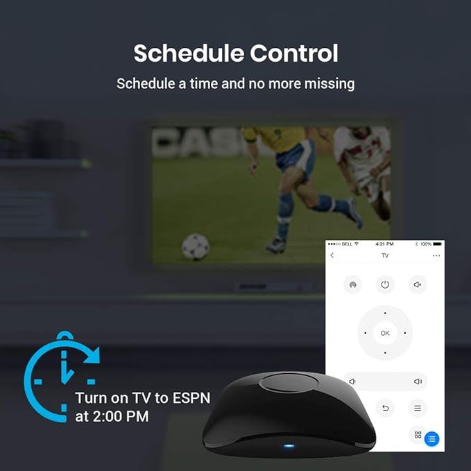 BroadLink RM4 pro IR RF Remote Control Hub with Sensor Cable - WiFi Smart Controller for Home Automation, TV, Ceiling Fan, Curtain Remote, Works with Alexa, Google Assistant, IFTTT, Siri
