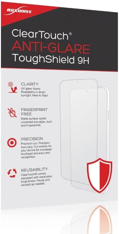 BoxWave Screen Protector Compatible with Amazon Echo Show 8 (3rd Gen 2023) - ClearTouch Anti-Glare ToughShield 9H (2-Pack), Anti-Glare 9H Tough Flexible Film Screen Protector