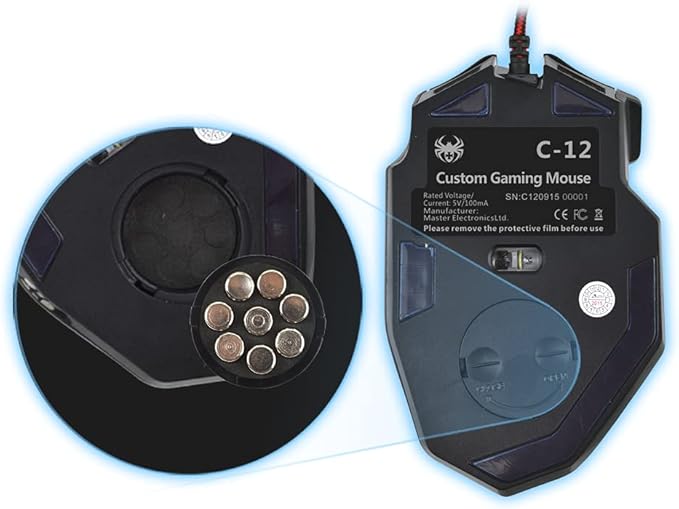 12 Programmable Buttons C12 Gaming Mouse, AFUNTA Laser Double-Speed Adjustment 8000DPI Mice Support 4 Level Switch