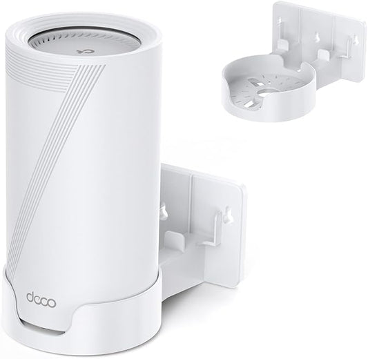 Wall Mount Kit for TP-Link Deco BE65-5G/BE75/BE85/BE95 WiFi 7 Mesh System – Space-Saving Bracket with Cable & Power Adapter Storage, Secure & Stylish Design for Home and Office (White, 1-Pack)