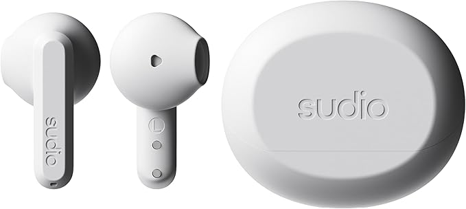 Sudio A3 All-Day Wireless Earbuds – 25H Playtime, Bluetooth 5.4, Sweat & Splashproof, Balanced Sound, Clear Calls with Enhanced Mics, USB-C Charging, Made from Recycled Plastics (White)