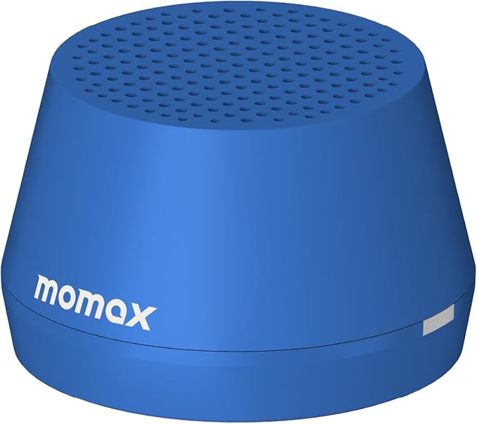 MOMAX Mini Portable Bluetooth Speaker - Magnetic Waterproof Speaker with Balanced Sound, 12H Playtime, Indoor Speaker True Wireless Stereo Pairing for Home, Bedroom, Bathroom, Gift Ideas, Blue