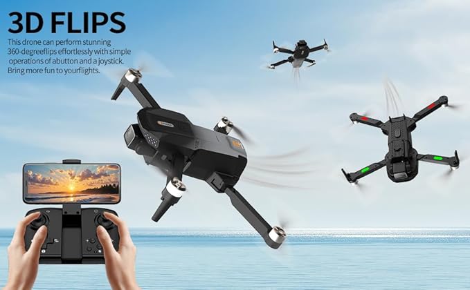 Drone with 1080P HD Camera, Brushless Motor FPV Foldable Quadcopter for Adults and Beginners, Up to 50 Mins Flight Time with 2 Batteries, 360° Flip, One Key Start, Altitude Hold, Carrying Case
