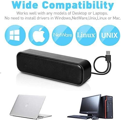 USB Computer Speakers,Laptop Speakers Wired USB Powered,Portable Mini Sound Bar PC Speakers for Windows PC,Desktop Computer,Laptops and Checkout Counter with Stereo Sound