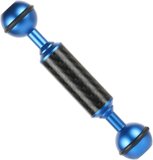 Carbon Fiber Underwater Float Arm, 1-inch Dual Ball Buoyancy Arm for Underwater Camera Tray, Video Light & Strobe for Scuba Diving Photography & Videography (Blue, 5 inches)