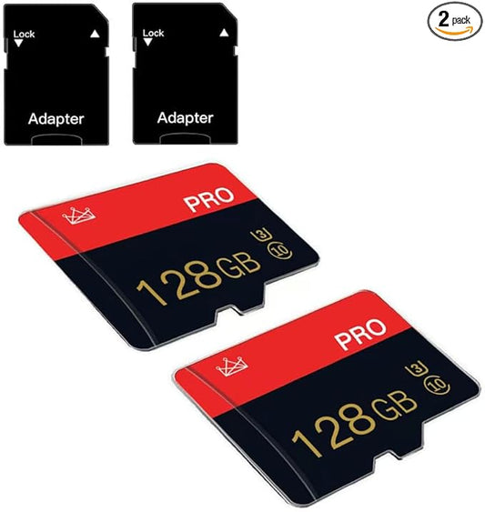 2 Pack Micro Memory Card 128GB Class 10 with Adapter High Speed Memory Card for Tablet,Drone