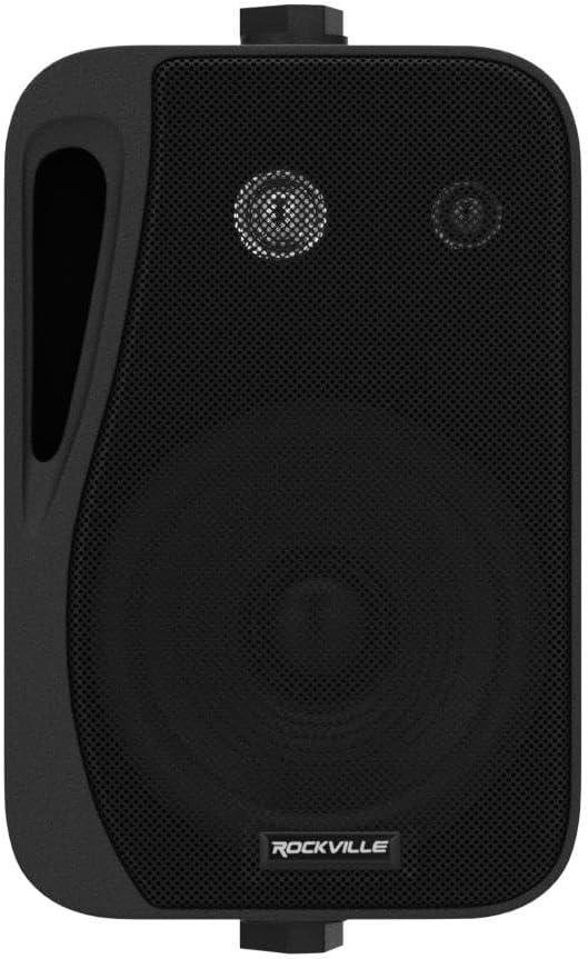 Rockville Pair HP4S BK 4" 360W Outdoor/Indoor Speakers, Swivel Wall Mount, IPX44 Weather Resistant, High-Fidelity Sound, for Home Theater and Patio Use