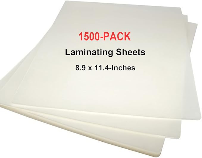 MPRT Laminating Sheets, 3 Mil Clear Thermal Laminating Pouches 8.9 x 11.4 Inches Laminate Sheet Paper for Laminator, 1500-Pack