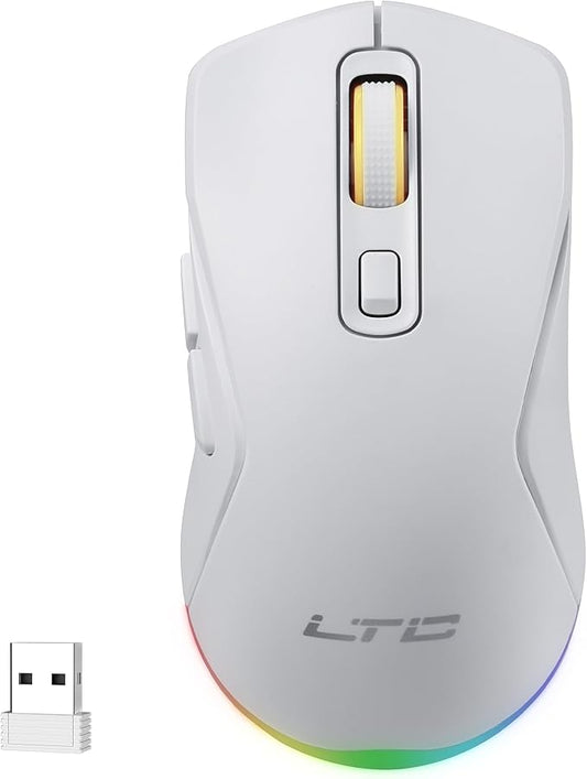 LTC GM025 Tri-Mode Wireless Gaming Mouse,12000 DPI PAW3311 Sensor, Ergonomic Mouse 2.4Ghz/BT/Wired, 6 Programmable Buttons, Customizable RGB Lighting, Pro Software