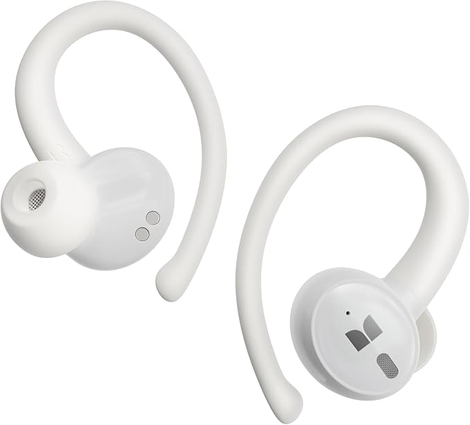 Monster N-Lite 216 Wireless Earbuds, Sports Ear Buds with Earhooks, ENC Noise Cancelling Mic,IPX6 Waterproof. Bluetooth 6.0 Headphones Stereo Bass Ear Buds 48H Playtime with LED Display White