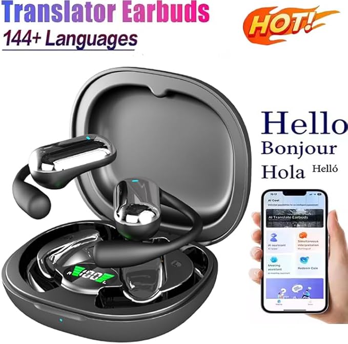 Ai Translation Earbuds Real Time Translator Headphones Audifonos Traductores Inglés Español, Open Ear Translating Wireless Earphones Perfect for Travel, Business & Language Learning