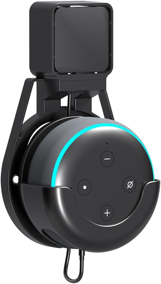 suptek Wall Mount Holder for Echo Dot 3rd Gen, Outlet Wall Mount Stand for Alexa, with Built-in Cable Management, Wall Screw or Stick-on Option, S5B