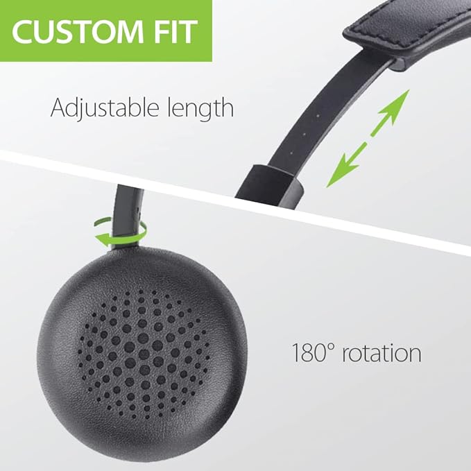 Avantree AH6B - Bluetooth On Ear Headphones with Detachable Mic for Work in Office or at Home, Premium Sound, 22 Hrs Playtime, Soft Padding, Lightweight, Wireless & Wired for Phone PC Laptop, Black