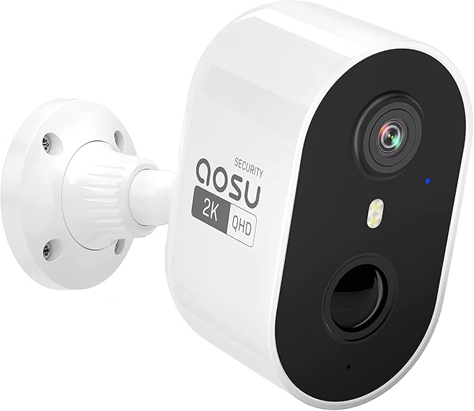 AOSU 2K Security Cameras Wireless Outdoor, Battery Powered for Home Security Cameras with PIR Human Motion Detection, Full-Color Night Vision, Spotlight & Siren, 2-Way Audio, 2.4GHz WiFi, Waterproof