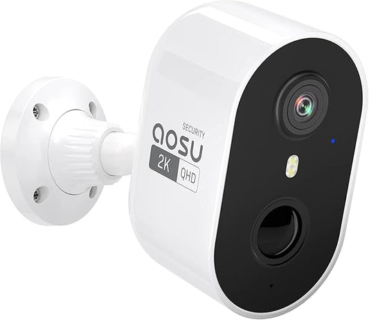 AOSU 2K Security Cameras Wireless Outdoor, Battery Powered for Home Security Cameras with PIR Human Motion Detection, Full-Color Night Vision, Spotlight & Siren, 2-Way Audio, 2.4GHz WiFi, Waterproof