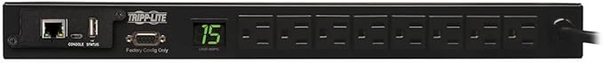 Tripp Lite 1.4kW Single-Phase Monitored PDU with LX Platform Interface, 120V Outlets (8 5-15R), 5-15P, 12ft Cord, 1U Rack-Mount, TAA (PDUMNH15 )